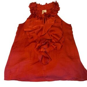 Adiva Vibrant Red Ruffled Blouse